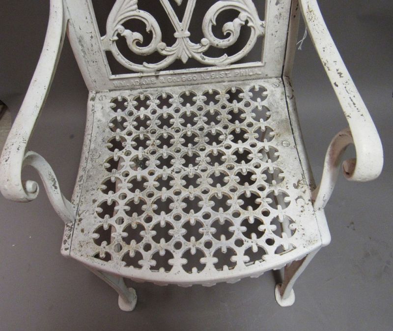 Taggart Gothic Revival White Cast Iron Garden Patio Chair