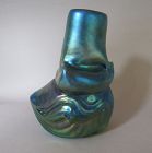 Lundberg Studios Abstract Art Glass Lava Vase Iridescent Purple Blue