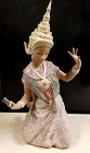 Large Retired Lladro Thai Dancer Statue With Gres Finish