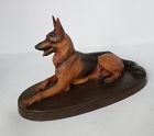 Vintage Anri Italy Hand Carved Wood German Shepard Dog by H. Diller