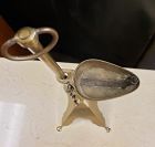 19th C  English Brass Footed Adjustable Whale Oil Lamp