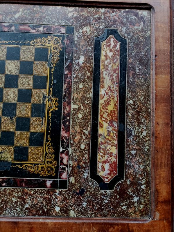 19th C American Faux Marble Painted Slate Chess Game Board