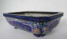 Qing Large Chinese Blue Enamel Planter with Gold Gilt