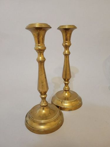 Pair of J. M. Craig Colt Armory Solid Brass Candle Holders