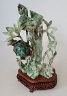 Vintage Chinese Moss in Snow Jade Jadeite Sculpture Vase