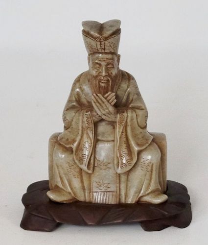 Old Chinese Carved Stone Figure of  Scholar, Confucius