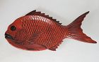 1970's Japanese Red Kamakura Bori Fish Dish Tray