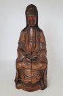 18th C Chinese Wood Carving of Quan Yin Female Deity Statue