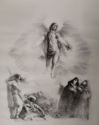 Printer's Proof Lithograph of Resurrection by Frank Mason and Book