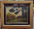Antique Oil Landscape Painting in Aesthetic Period Frame
