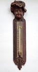 Antique American Hand Carved Wood Figural Thermometer
