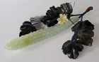 Vintage Chinese Jade Stone Cucumber with Leaves