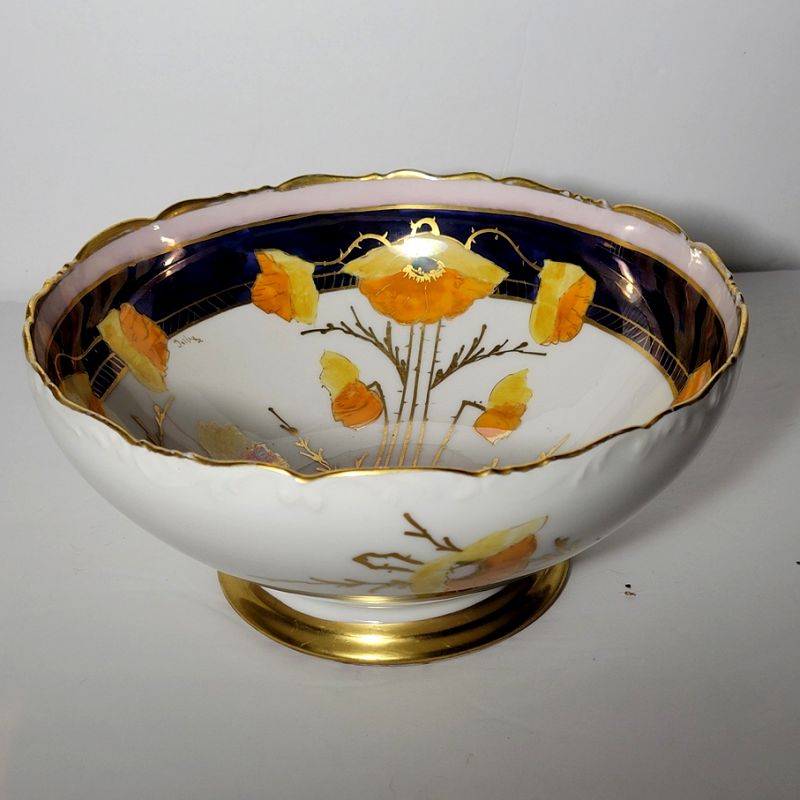 Antique French Art Nouveau Limoges Center Bowl by T&V