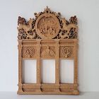 19th C Chinese Canton Carved Natural Sandalwood Frame