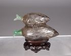 Chinese Double Fruit Rock Crystal Snuff Bottle with Jadeite Stems