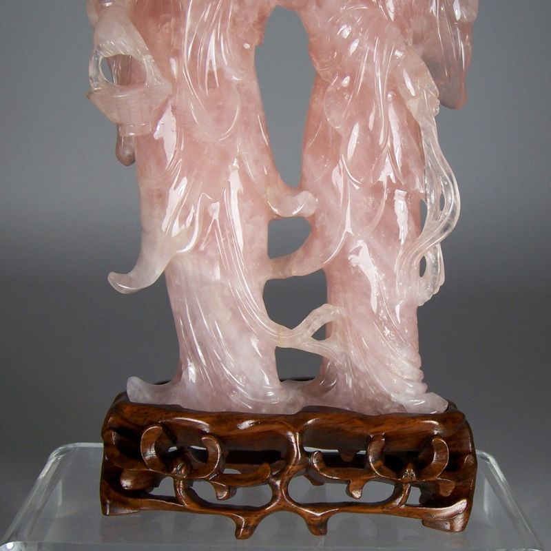 Early Republic Rose Quartz Carving of Two Chinese Beauties Statue