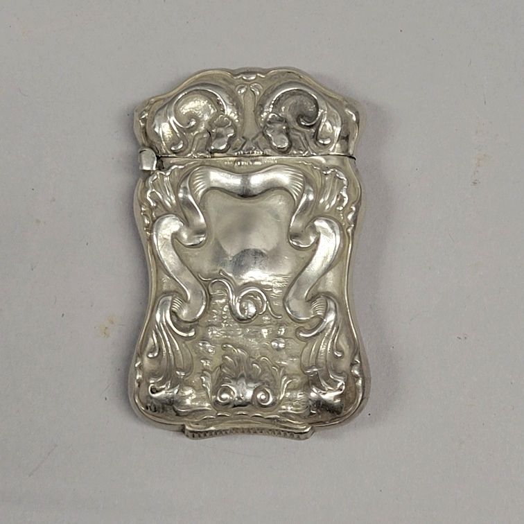 Sterling Silver Art Nouveau Match Safe Vesta with dragon lizards