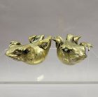 Antique Chinese Bronze Toad or Frog Staff Terminals Finials