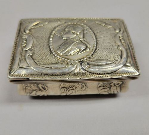 18th C French Sterling Silver Embossed Snuff Box