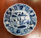 17th C Chinese Blue White Porcelain Dish Plate Kangxi