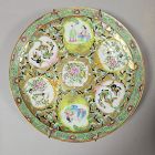 Chinese Rose Medallion Porcelain Plate With Fruit Medallions