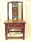 Chinese Red Lacquer Elm Wood Wedding Chair Drawer