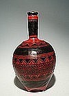 Thai Red and Black Lacquer over Wicker Bottle Decanter