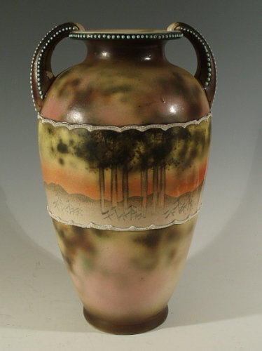 Moriage Nippon Vase with Birds and Turquoise Beads