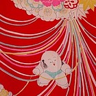 1930s Japanese Red Silk Juban with Fat Babies