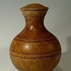 Rare Han Dynasty Pottery Amber Hu Jar with Lid