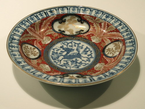 Japanese Imari Porcelain Dish with Kylin, Meiji Era
