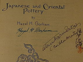 1st Ed, Japanese and Oriental Pottery by Gorham, Signed