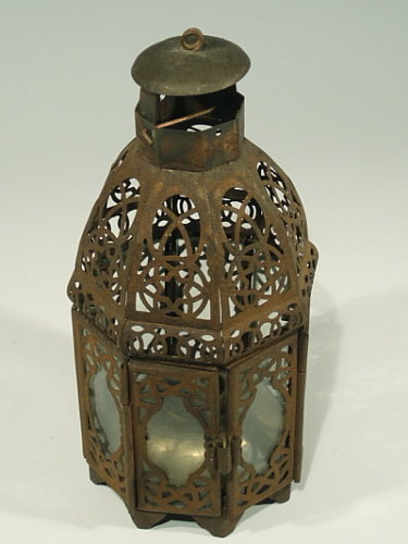 Antique Pierced Metal Opium Den Lamp, Chinese