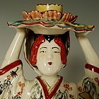 Large Antique Japanese Porcelain Kutani Geisha Lady Figurine