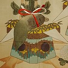 Japanese Silk Fukusa with Crane and Turtle, late Meiji