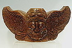 Large 19th C Bali Teak Wood Good Demon Temple Carving