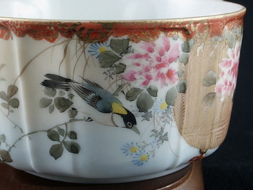 Japanese Meiji Era Porcelain Cup and Saucer w Birds