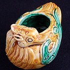 Chinese Scholar's Sancai Porcelain Duck Water Coupe