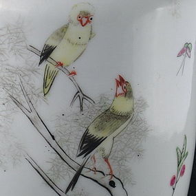 Porcelain Vase Qianjiang Birds Poem Artist Signed