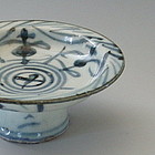 Chinese Blue and White Porcelain Stem Dish, Qing Dy