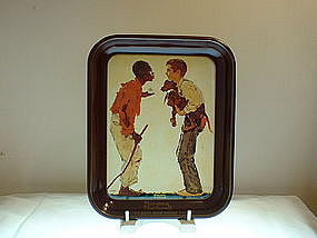 Norman Rockwell Two Boys with Hound Dogs Tray 1976