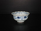 Rare sample of Yuan blue and white lobbed bowl