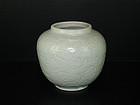 Rare Song Yuan qingbai carved peony flower jar