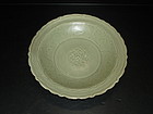 Yuan dynasty longquan celadon lobbed dish 23.5cm