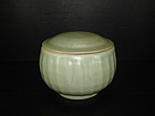 Rare Song longquan celadon large alm bowl with cover