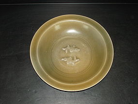 Yuan longquan celadon golden twin fish dish 21 cm