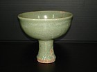 Yuan dynasty longquan celadon large stemcup