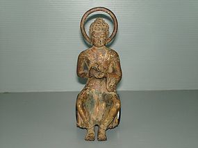 17th century gilt bronze seated Buddha