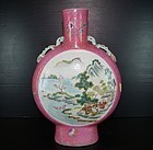 Qing 19th century Famille rose moon flask