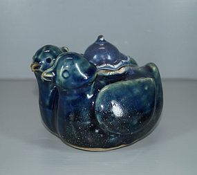 Rare Ming dynasty blue glaze big mandarin duck